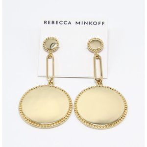 Rebecca Minkoff Round Gold Disc Drop Earrings